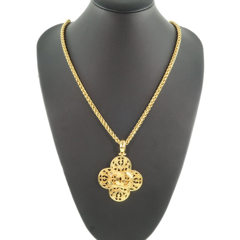 Chanel Clover Pendant Necklace Gold 03P 120104 | eBay